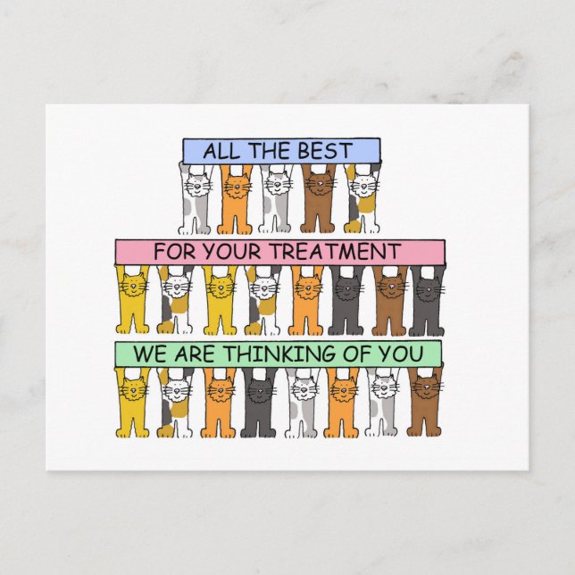 Encouragement Through Treatment Cartoon Cats Postcard (Front)