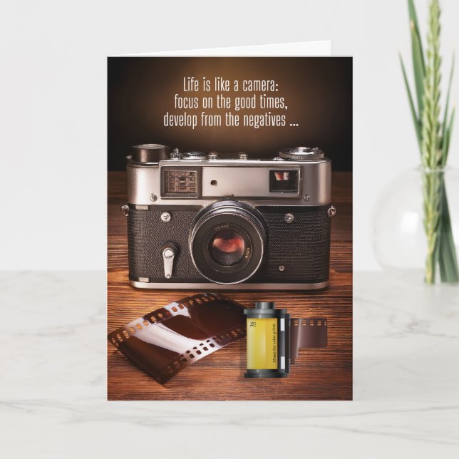 Encouragement Vintage Camera and Film Humour Card (Front)
