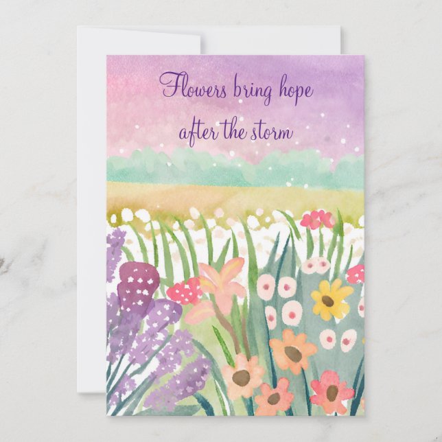 Encouraging Ai Colourful Flowers Bring Hope  Card (Front)