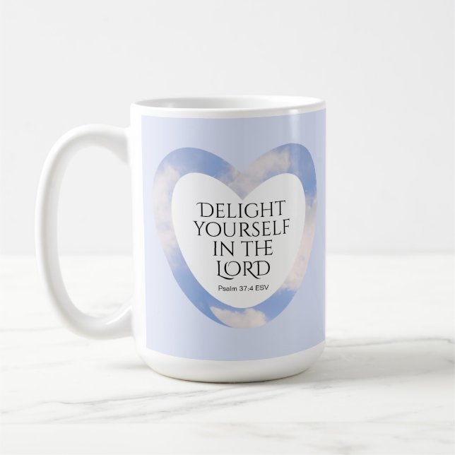 Encouraging and Uplifting Light Blue Bible Verse Coffee Mug (Left)
