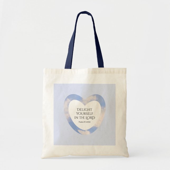 Encouraging and Uplifting Light Blue Bible Verse Tote Bag (Front)