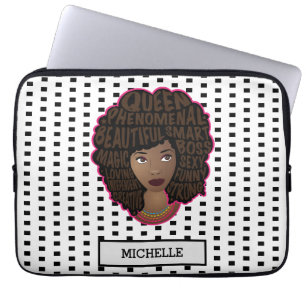 Encouraging Black Women   Black & White Polka Dots Laptop Sleeve