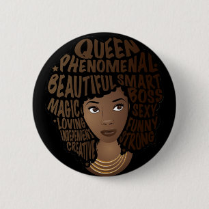 Encouraging Black Women, Natural Hair, Black 6 Cm Round Badge