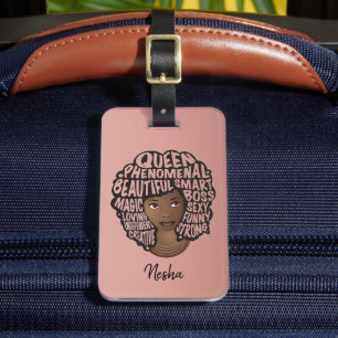 Encouraging Black Women, Natural Hair, Blush Pink Luggage Tag