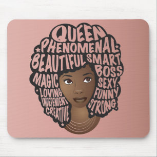 Encouraging Black Women, Natural Hair, Blush Pink Mouse Pad