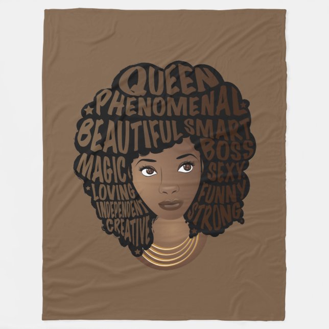 Encouraging Black Women, Natural Hair, Brown Fleece Blanket (Front)