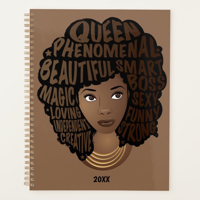 Encouraging Black Women, Natural Hair, Brown Planner (Front)