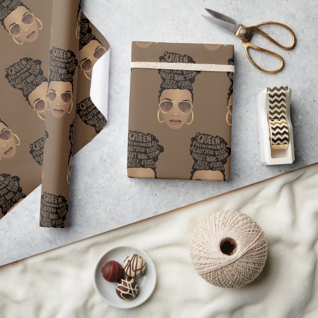 Encouraging Black Women, Natural Hair, Bun, Brown Wrapping Paper (Crafts)
