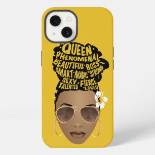 Encouraging Black Women, Natural Hair Bun, Mustard iPhone 13 Case