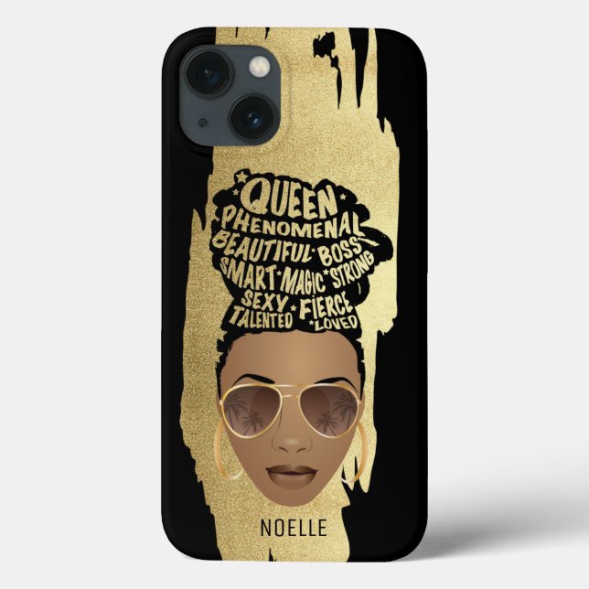 Encouraging Black Women, Natural Hair, Gold Stroke Case-Mate iPhone Case (Back)