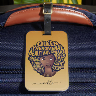 Encouraging Black Women, Natural Hair Yellow Gold Luggage Tag