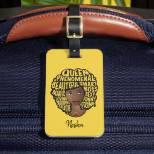 Encouraging Black Women, Natural Hair Yellow Luggage Tag