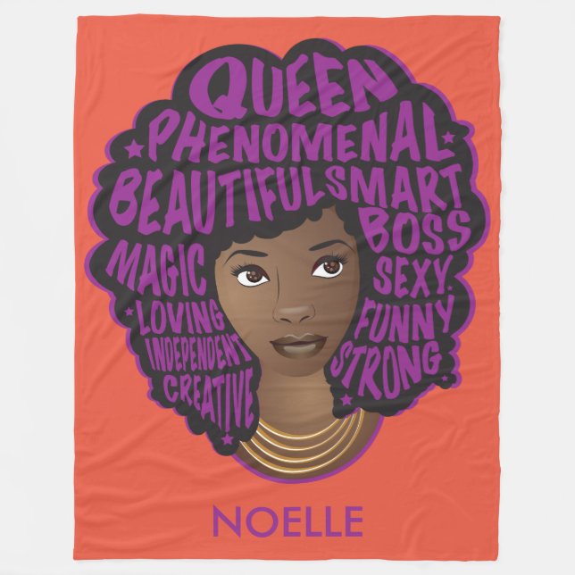 Encouraging Black Women, Purple & Orange Fleece Blanket (Front)