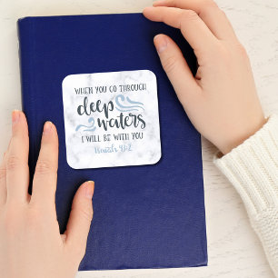 Encouraging Christian ✝️ Bible Verse Deep Waters Square Sticker