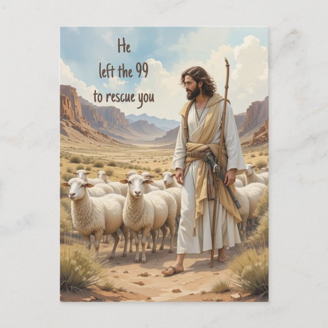 Encouraging Christian Verse Shepherd & Sheep  Postcard (Front)