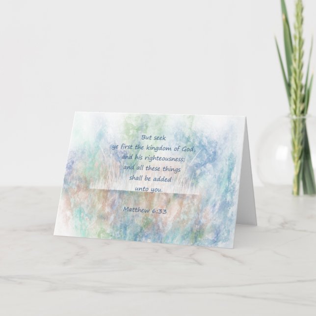 Encouraging Inspiration Bible Verse Matt 6:33 Card (Front)