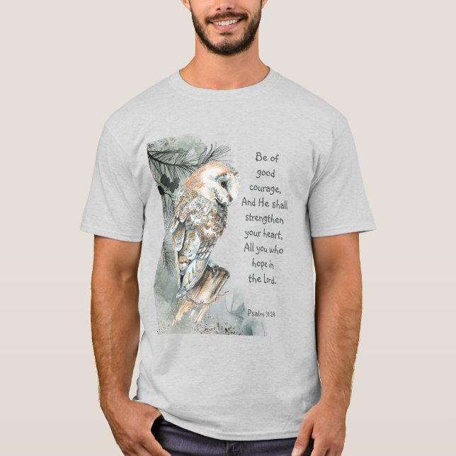 Encouraging Inspirational Bible Scriptures Owl   T-Shirt (Front)