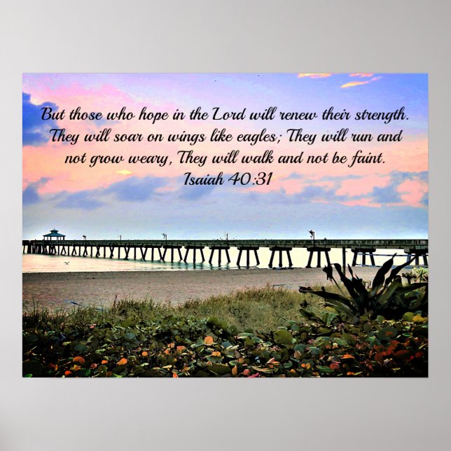 Encouraging Isaiah 40:31 Scripture Original Ocean Poster (Front)