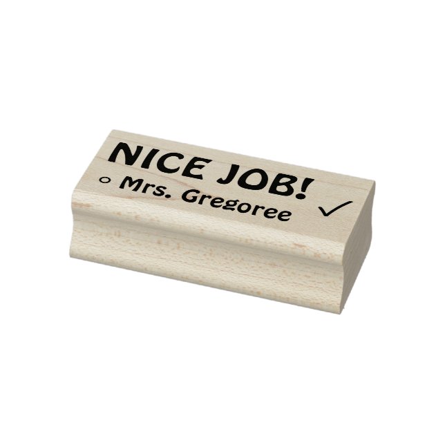 Encouraging "NICE JOB!" + Custom Tutor Name Rubber Stamp (Stamp)