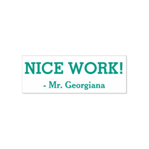 Encouraging "NICE WORK!" Grading Rubber Stamp