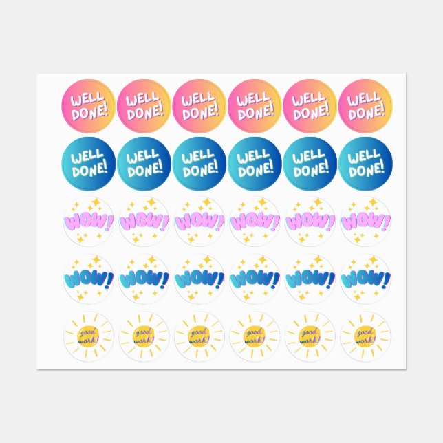 Encouraging Reward Stickers for Kids (Sheet)