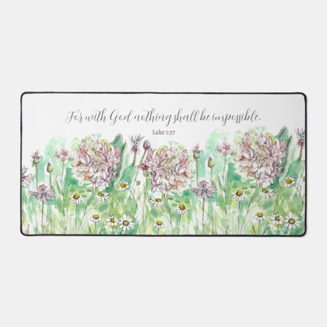 Encouraging Scripture Bible Verse Luke 1:37 Flower Desk Mat (Front)