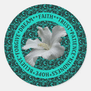 Encouraging Words Hibiscus Inspirational Classic Round Sticker