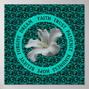 Encouraging Words Hibiscus Inspirational Poster