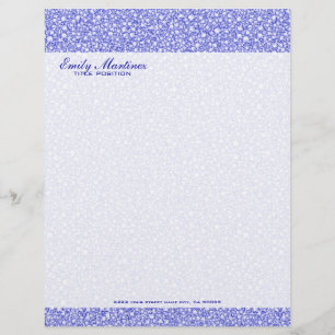 Encrusted Blue Diamonds Look Glitter Pattern Personalized Letterhead