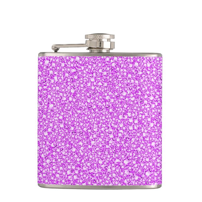Encrusted Pink Diamonds Look Glitter Patter Hip Flask (Front)