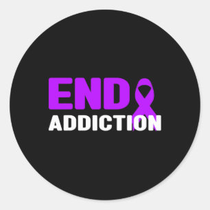 End Addiction - Addiction Awareness  Classic Round Sticker