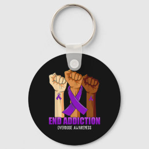 End Addiction Overdose Awareness Ribbon Key Ring