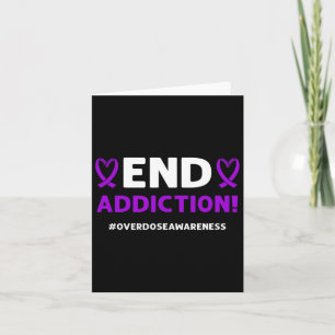 End Addiction! Purple Ribbon. Overdose Awareness Card