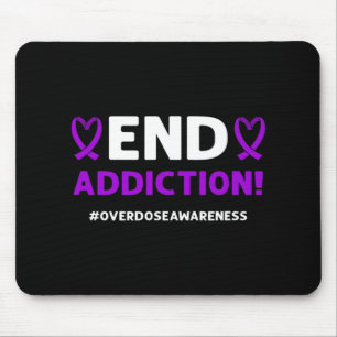 End Addiction! Purple Ribbon. Overdose Awareness Mouse Pad