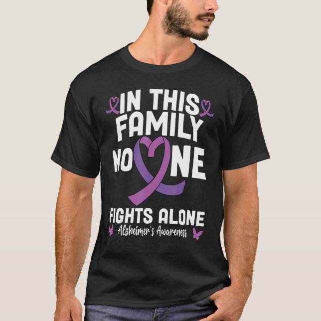 End Alz Alzheimers Ribbon Purple Alzheimer's Aware T-Shirt (Front)