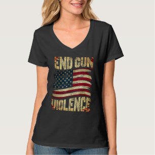 End Gun Violence Awareness US Flag Gun Control T-Shirt
