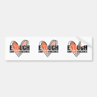 End Gun Violence Heart Orange Enough Bumper Sticke Bumper Sticker