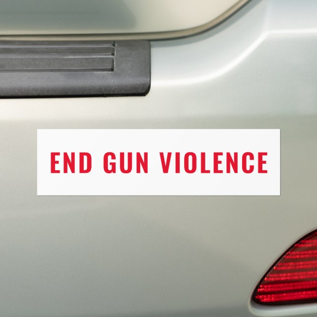 End Gun Violence white and red text minimalist Bumper Sticker (On Car)