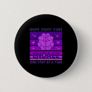 End hope fight brain alzheimer's awareness purple  6 cm round badge