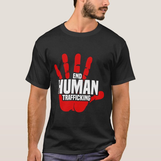 End Human Trafficking Red Handprint Stop Human Tra T-Shirt (Front)