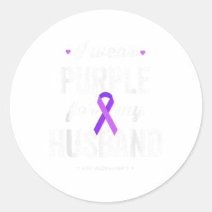 End I Wear Purple For My Husband, Heimers Awarenes Classic Round Sticker