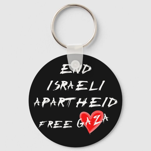 End Israeli Apartheid Free Gaza Key Ring (Front)