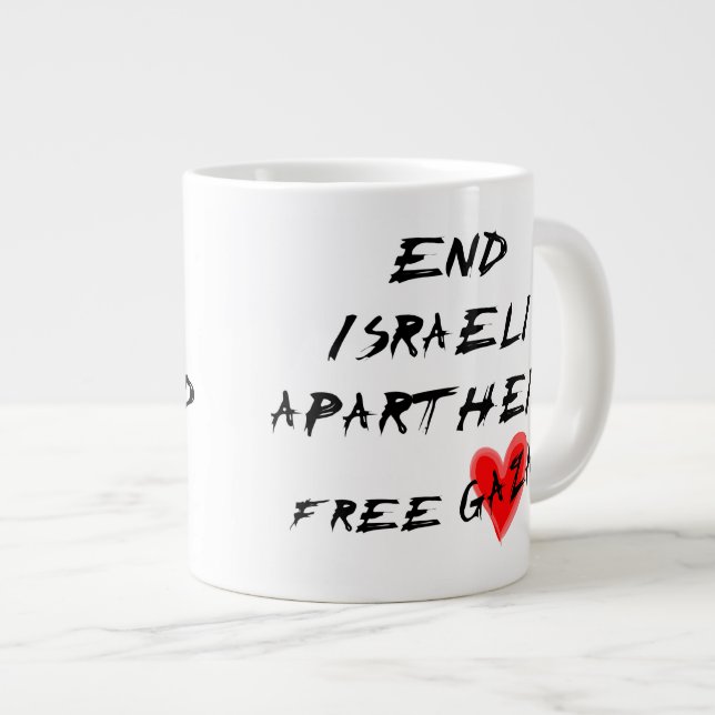 End Israeli Apartheid Free Gaza Large Coffee Mug (Front Right)