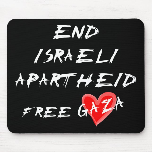 End Israeli Apartheid white text on dark mousepad (Front)