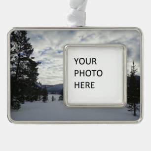 End of a Snowy Day in Yellowstone National Park Silver Plated Framed Ornament