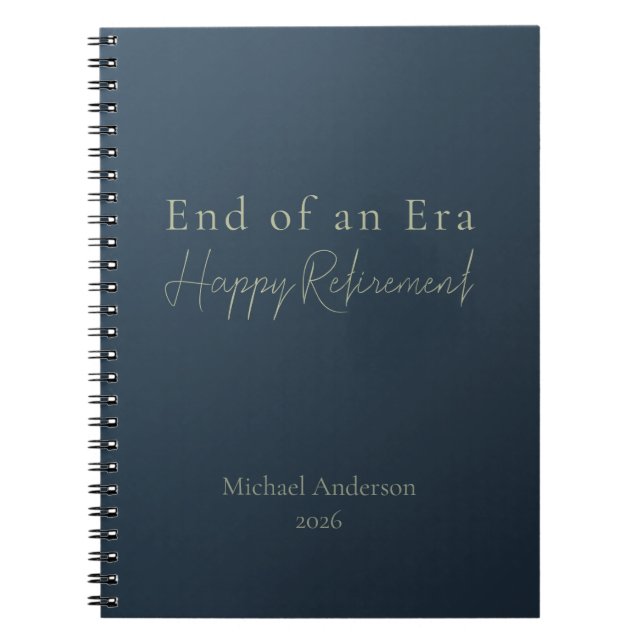 End of an Era Elegant Personalised Retirement Gift Notebook (Front)