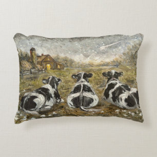 End of Day Cows Whimsical Farmhouse Cow Vintage Decorative Cushion