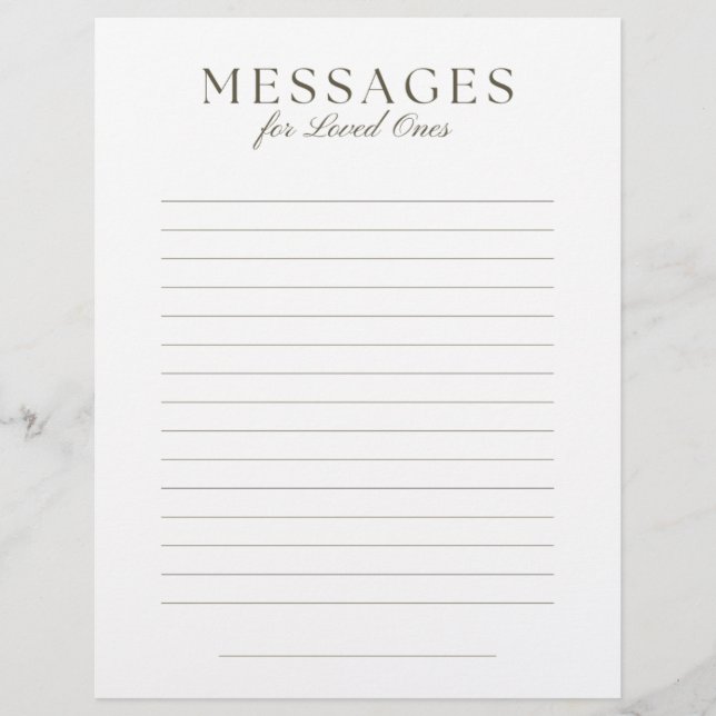 End-of-Life Letter to Loved Ones Custom Letterhead (Front)