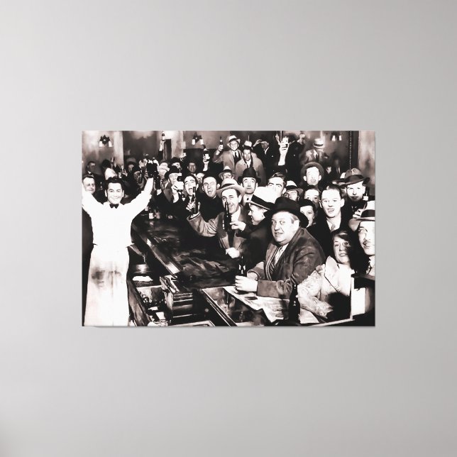 End of Prohibition Party at Local Bar 1933 Canvas Print (Front)