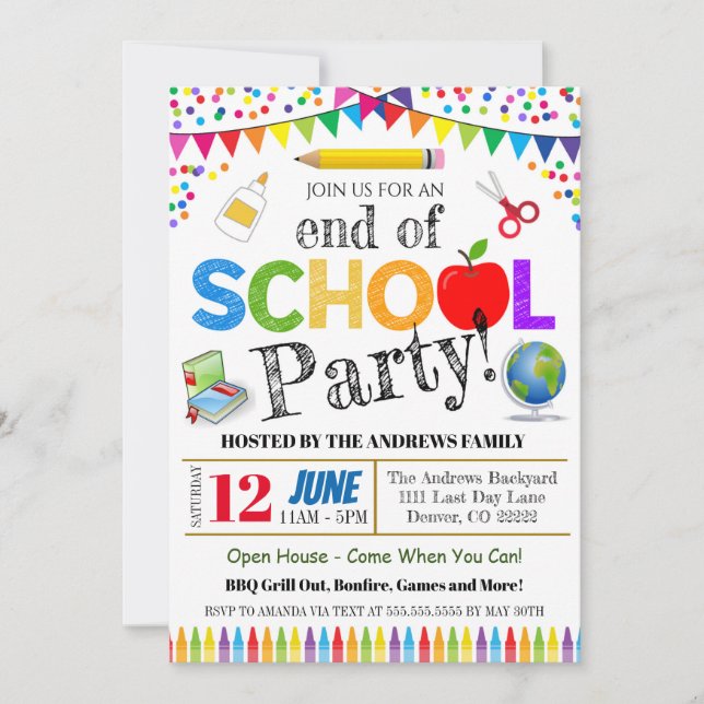 End of School Party Invitation (Front)